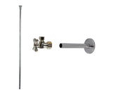 Toilet Supply Kit - Brass Cross Handle with 1/4 Turn Ball Valve (MT621-NL) - Angle, Cover Tube, Flat Head Riser